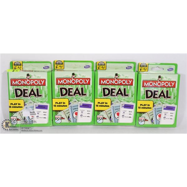 LOT OF FOUR MONOPOLY DEAL CARD GAME