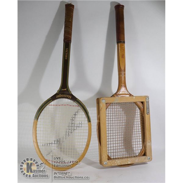 LOT OF TWO VINTAGE TENNIS RACQUETS.