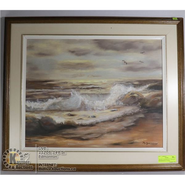 SEASCAPE PAINTING BY M. GREENAWAY 16X20"