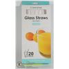 Image 1 : NEW 20PC REUSABLE GLASS STRAWS SET WITH CLEANING