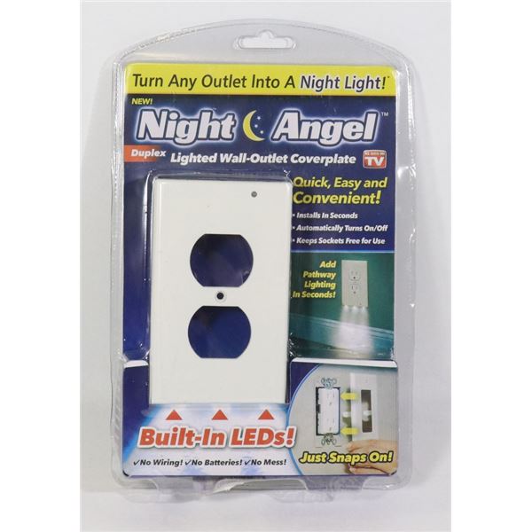 NEW NIGHT ANGEL LED LIGHTED OUTLET COVER PLATE