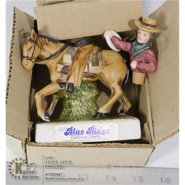 DECANTER COWBOY ON HORSE BLUE RIDGE 1977