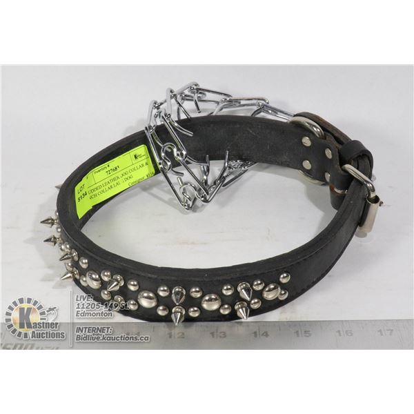 STUDDED LEATHER DOG COLLAR & PINCH COLLAR LARGE DOG