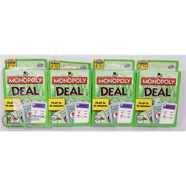 LOT OF FOUR MONOPOLY DEAL CARD GAME