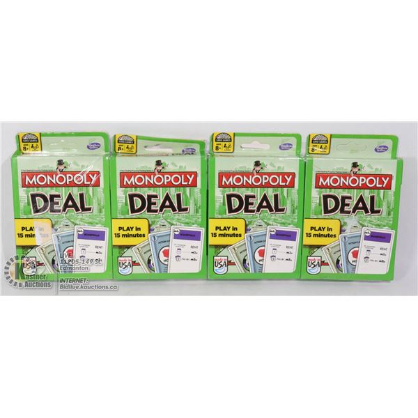 LOT OF FOUR MONOPOLY DEAL CARD GAME