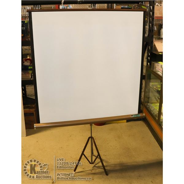 VINTAGE PROJECTOR SCREEN ON STAND
