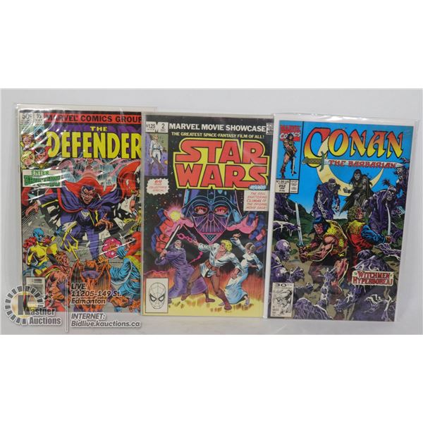 3 VINTAGE MARVEL COMICS. STAR WARS, DEFENDERS &