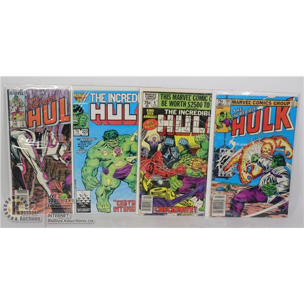 4 VINTAGE INCREDIBLE HULK COMICS