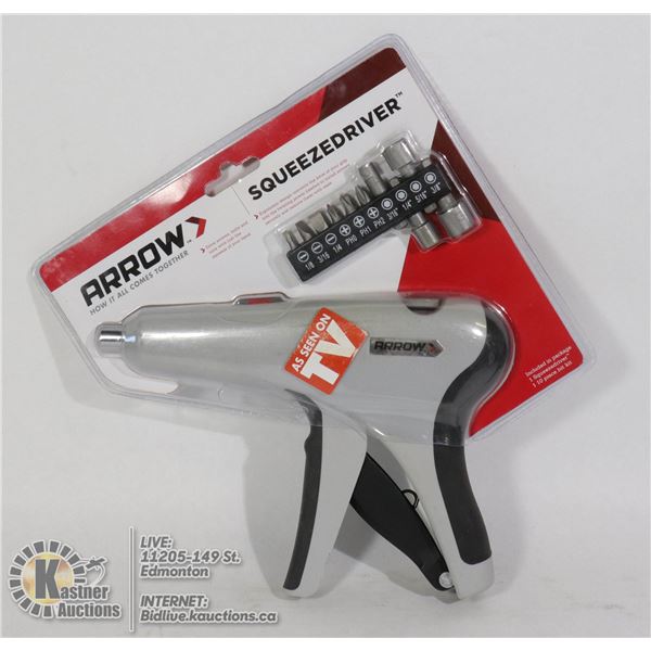 NEW ARROW SQUEEZEDRIVER WITH 10PC BIT SET