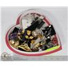 Image 1 : HEART BOX W/ VINTAGE JEWELERY ALL TOGETHER
