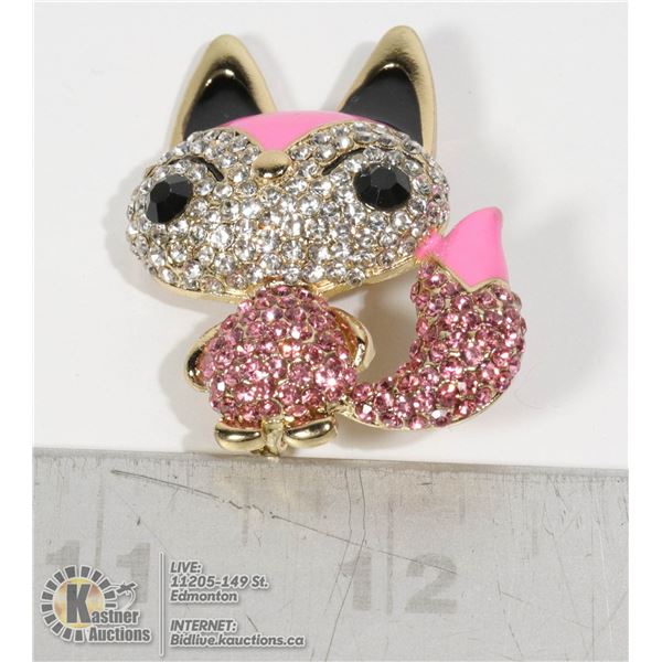 RHINESTONE KITTY KAT BROOCH