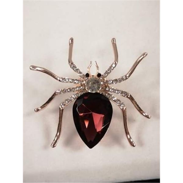 RHINESTONE SPIDER BROOCH