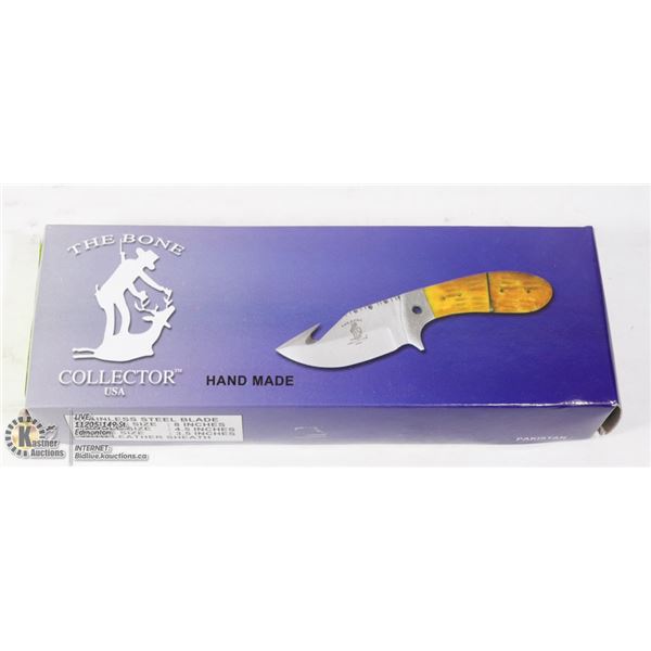 NEW BONE COLLECTOR STAINLESS STEEL GUT KNIFE 8" IN LENGTH