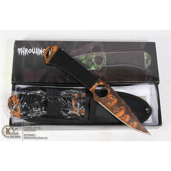 3 NEW 8" THROWING KNIVES IN SHEATH