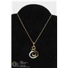 Image 1 : #187-DIAMOND ACCENT PENDANT/ NECKLACE 18" JEWELRY/ GOLD PLATED/.925 STERLING SILVER