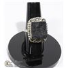 Image 1 : #130-BLACK TOURMALINE RING SIZE 6.5 JEWELRY/HEALING MINERAL/ SILVER PLATED/RAW