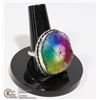 Image 1 : #122-RAINBOW SOLAR QUARTZ RING SIZE 10 JEWELRY/ HEALING MINERAL/ SILVER PLATED