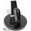 Image 1 : #141-BLACK OBSIDIAN RING SIZE 8 JEWELRY/ HEALING MINERAL/SILVER PLATED