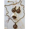 Image 1 : COMPLETE SET OF ETHNIC EARRINGS, RING SZ 7 & CHAIN WITH PENDANT