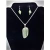Image 1 : 1)  NATURAL GREEN SWISS OPAL FREE FORM PENDANT STAMPED 925 SILVER ON 18" ROLO CHAIN AND COORDINATING