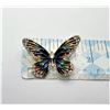 Image 1 : 16)  GOLD TONE AND RAINBOW ENAMEL BUTTERFLY BROOCH WITH CRYSTAL ACCENTS.  JEWELRY