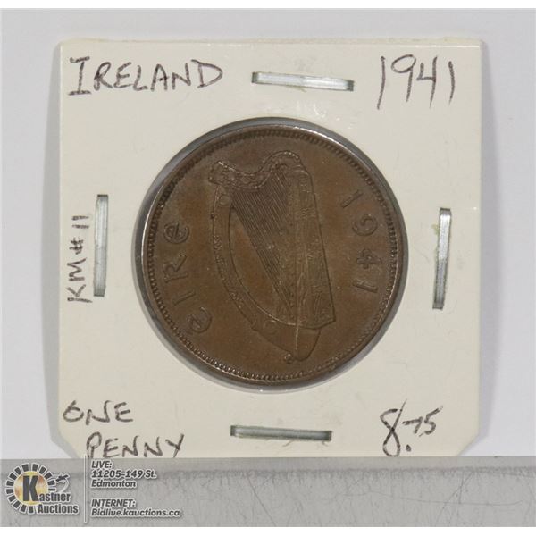 1941 IRELAND EIRE ONE PENNY- KM#11
