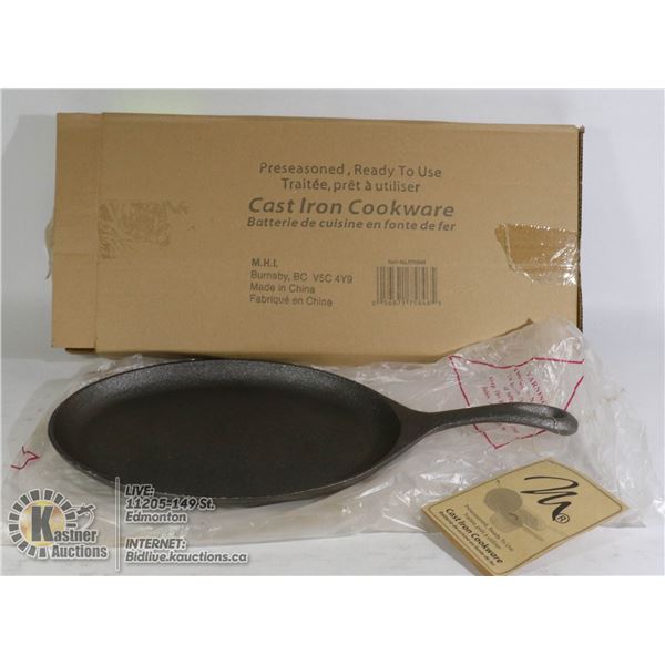 NEW OVAL PRE-SEASONED CAST IRON PAN
