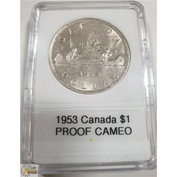 1953 CANADIAN SILVER $1, PROOF CAMEO, NSS-SWL