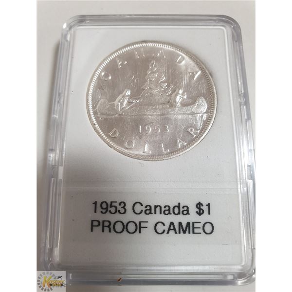 1953 CANADIAN SILVER $1, PROOF CAMEO, SS-SWL