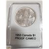 Image 1 : 1953 CANADIAN SILVER $1, PROOF CAMEO, SS-SWL