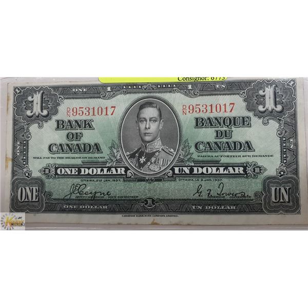 1937 CANADIAN $1 BILL