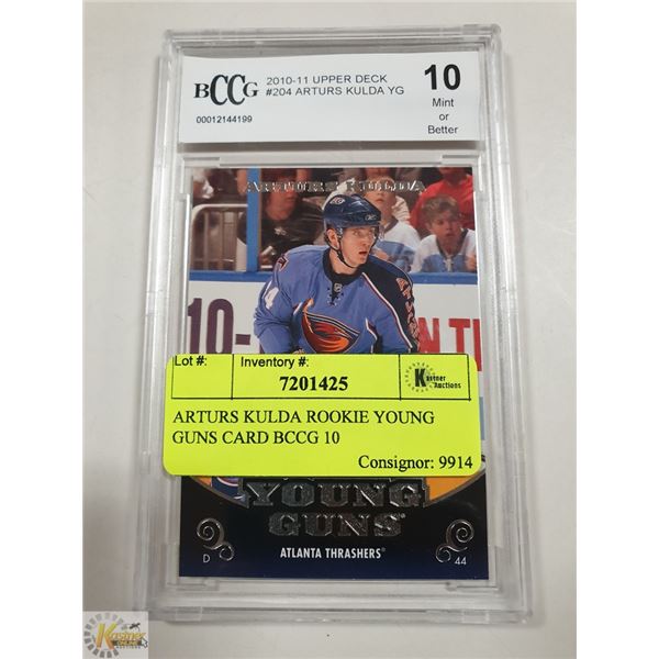 ARTURS KULDA ROOKIE YOUNG GUNS CARD BCCG 10