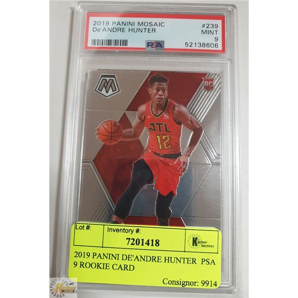 2019 PANINI DE'ANDRE HUNTER  PSA 9 ROOKIE CARD