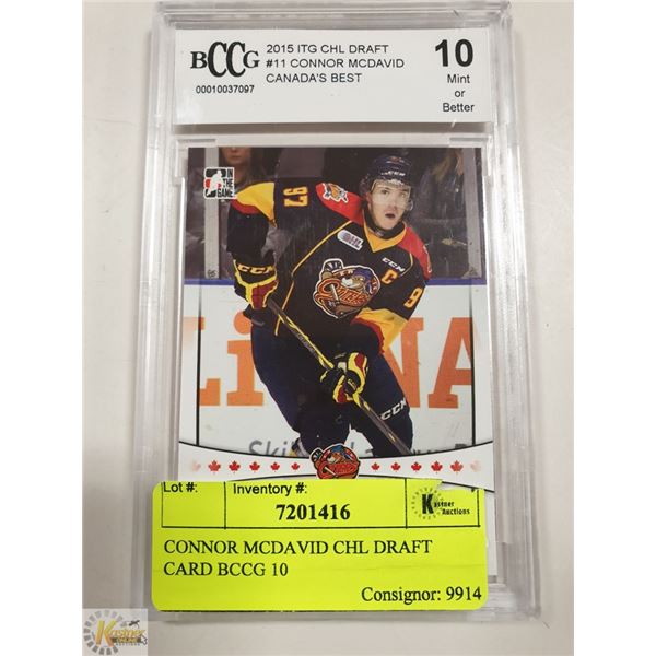 CONNOR MCDAVID CHL DRAFT CARD BCCG 10