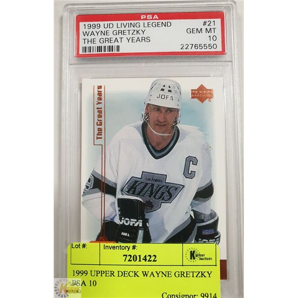 1999 UPPER DECK WAYNE GRETZKY PSA 10