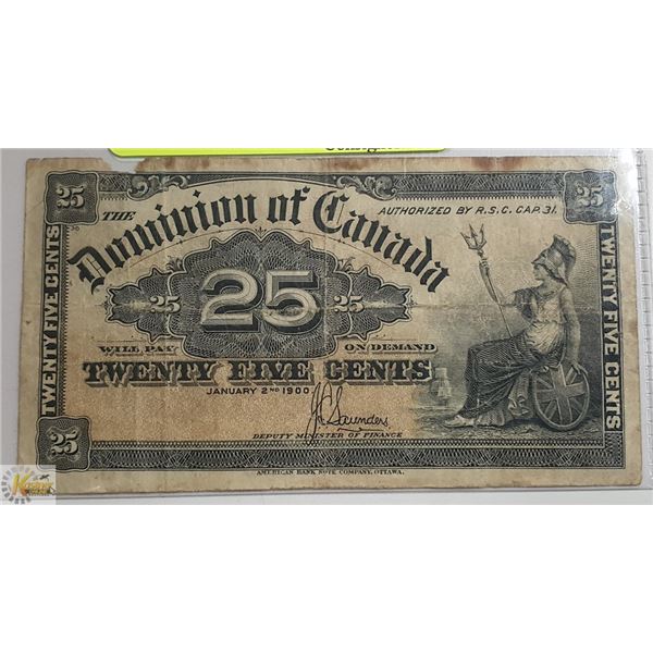1900 DOMINION OF CANADA 25 CENTS