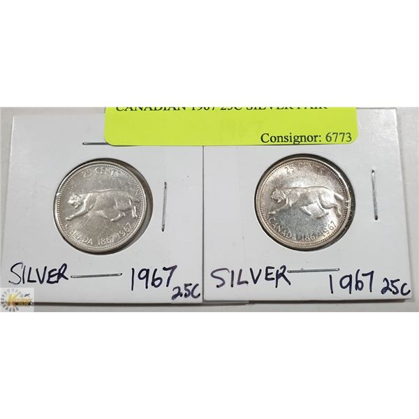 CANADIAN 1967 25C SILVER PAIR