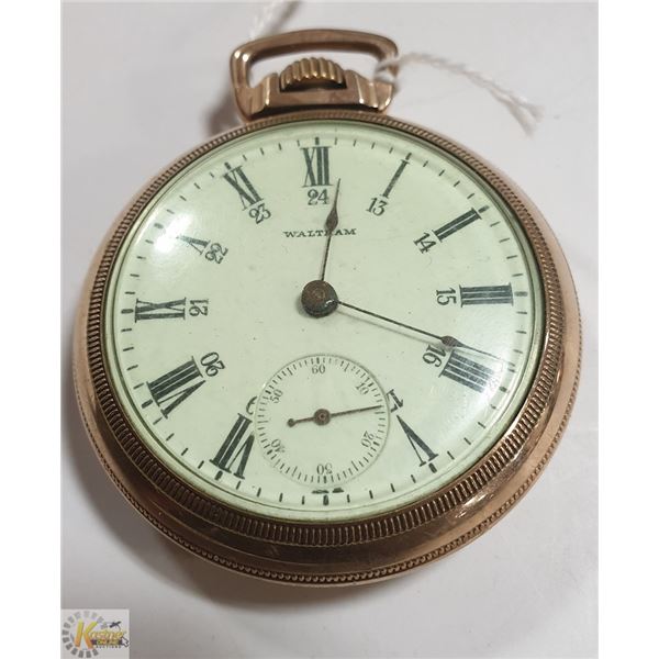 WALTHAM GOLD PLATE POCKET WATCH C-1900
