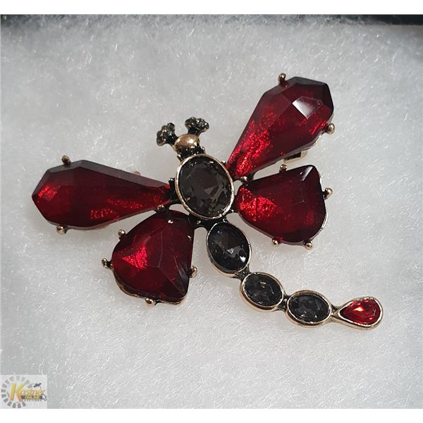 RHINESTONE DRAGONFLY BROOCH