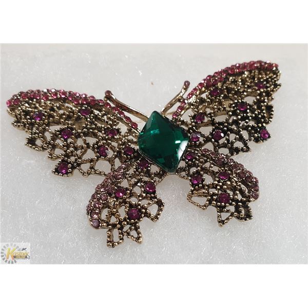 RHINESTONE BUTTERFLY BROOCH