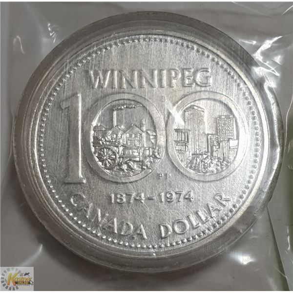 SILVER DOLLAR 1974 WINNIPEG 100 YEARS IN CASE CND