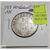 Image 1 : 1917 NEWFOUNDLAND 50 CENT COIN HALF DOLLAR