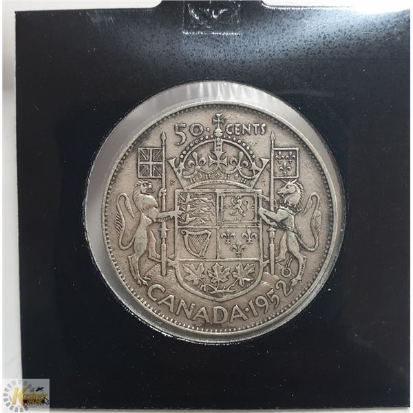 1952 GEORGE VI SILVER CANADA 50 CENT COIN