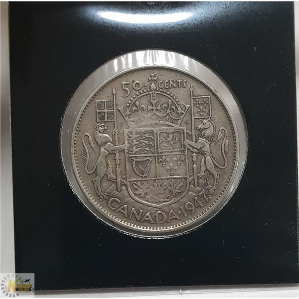 LOW MINTAGE 1947 CURVED 7 SILVER 50 CENT