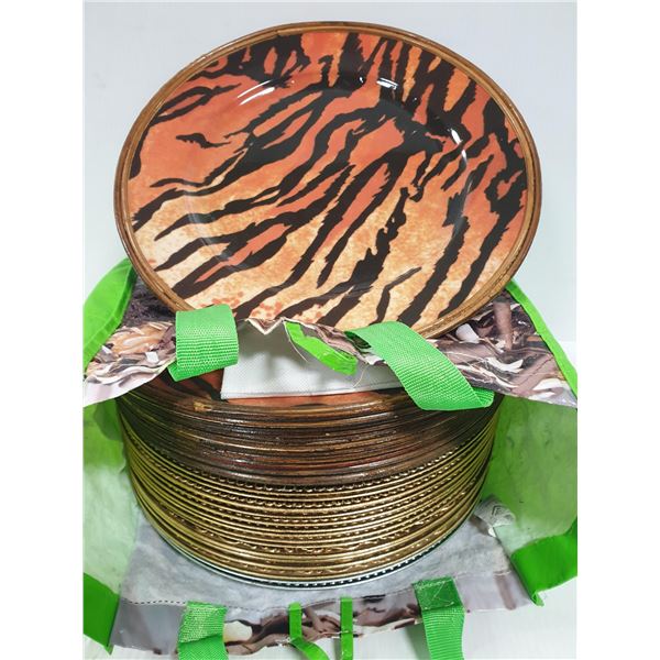 DINNER PLATE CHARGERS 13 GOLD; 2 SILVER AND 12