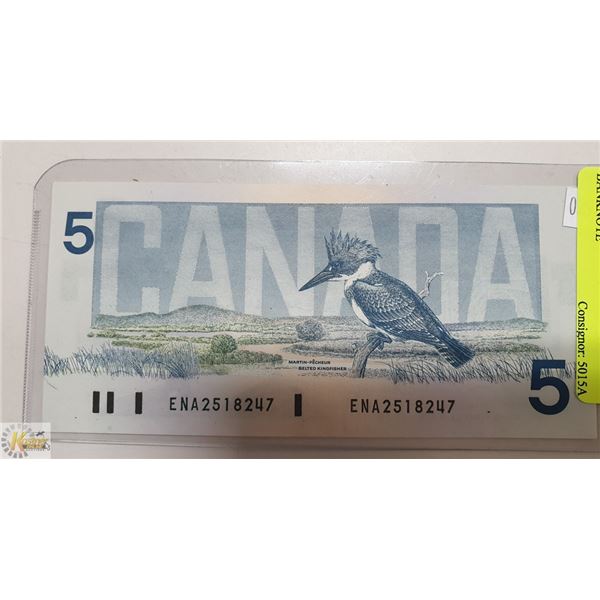 HIGH GRADE 1986 BIRD SERIES $5 BANKNOTE