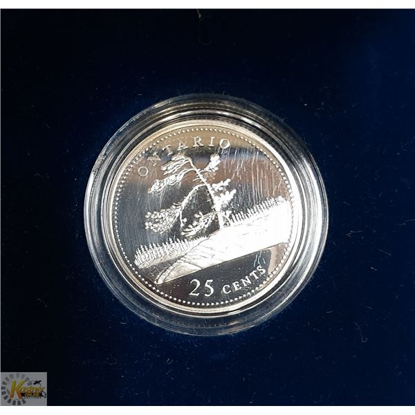 STERLING SILVER 1992 ONTARIO PROOF 25 CENT