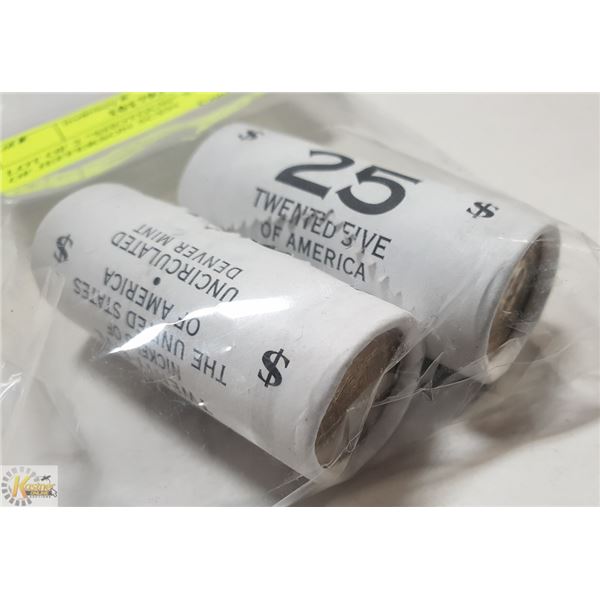 LOT OF 2 "SHOTGUN" SHORT ROLLS OF JEFFERSON 5CEN
