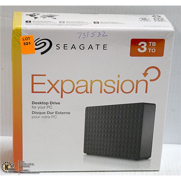 NEW SEAGATE 3TB EXPANSION DESKTOP DRIVE FOR PC