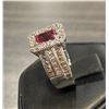 Image 3 : 18 K  WHITE GOLD RUBELITE TOURMALINE DIAMOND RING